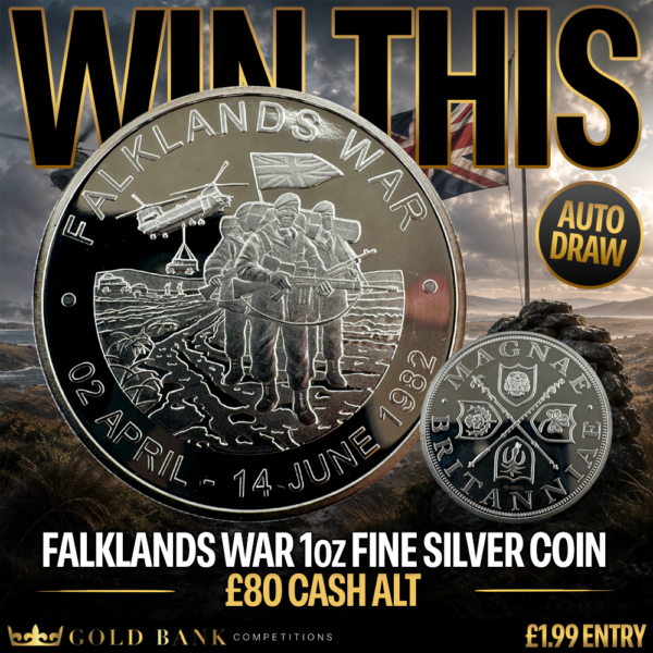 WIN A FALKLANDS WAR 1oz FINE SILVER COIN – AUTO DRAW
