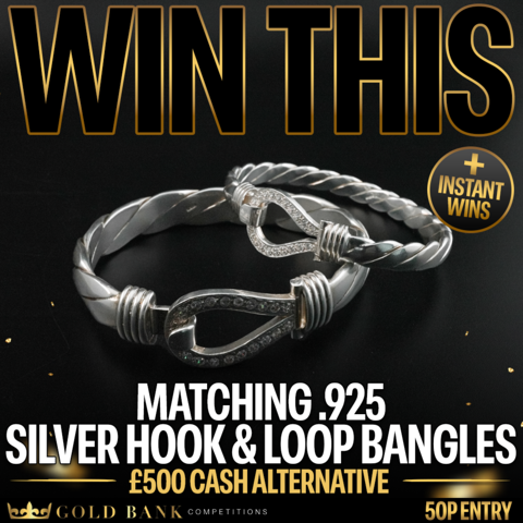 WIN MATCHING .925 SILVER HOOK & LOOP BANGLES + INSTANT WINS