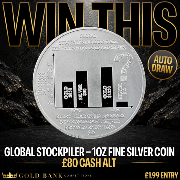 GLOBAL STOCKPILER – 1oz FINE SILVER COIN – AUTO DRAW