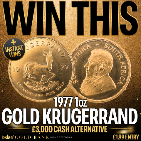 WIN THIS 1977 1oz GOLD KRUGERRAND + 10 INSTANT WIN SILVER COINS!