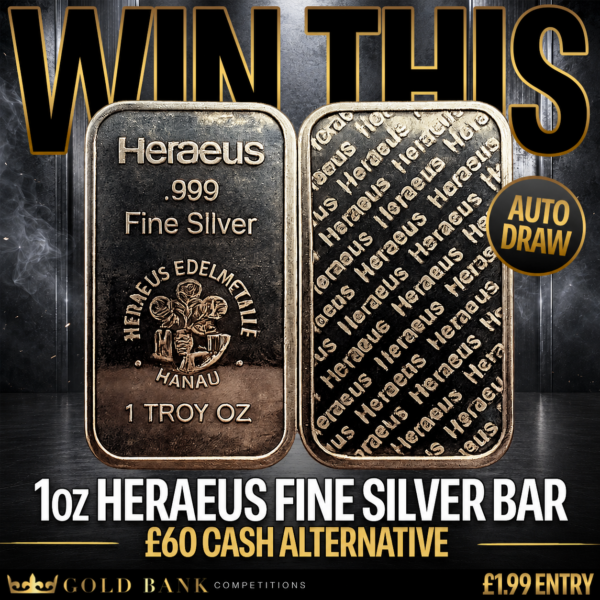 WIN THIS 1oz HERAEUS FINE SILVER BAR – AUTO DRAW